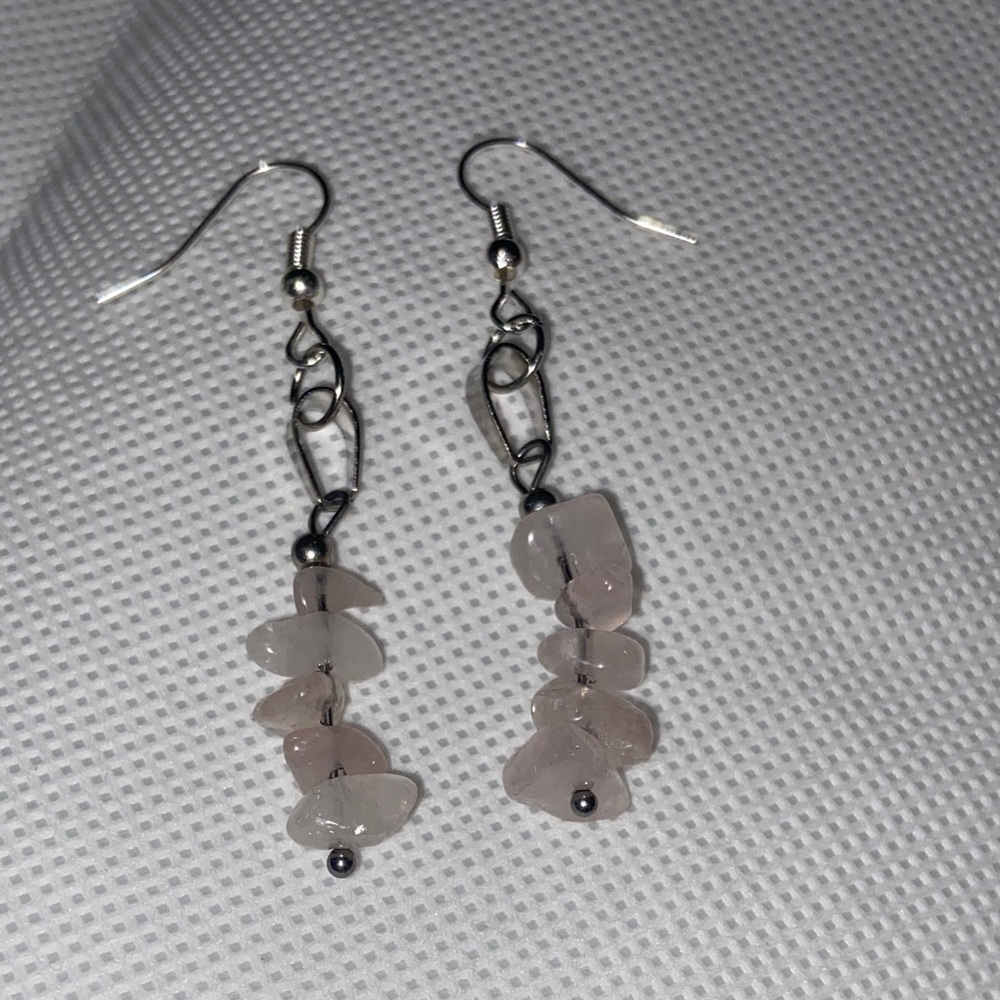 Elegant Silver and Pink Stone Earrings